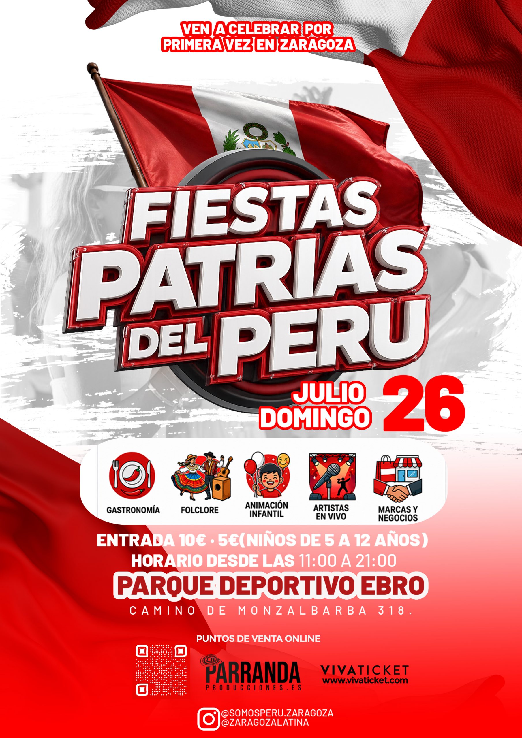 cartel fiestas patrias peru 2026 zaragoza